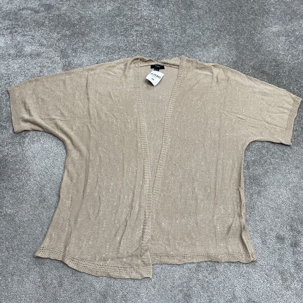 Forever 21 + Open Cardigan Sweater Womens 0x Taupe Brown Knit Short Sleeve NWT